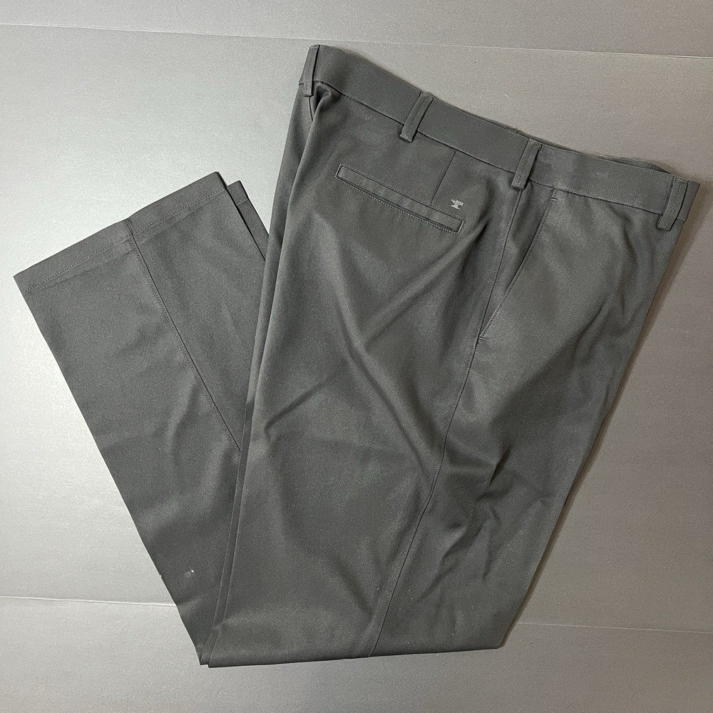 Haggar H26 Dress Pants Mens 38x32 Black Flat Front Slacks Preppy Formal Business